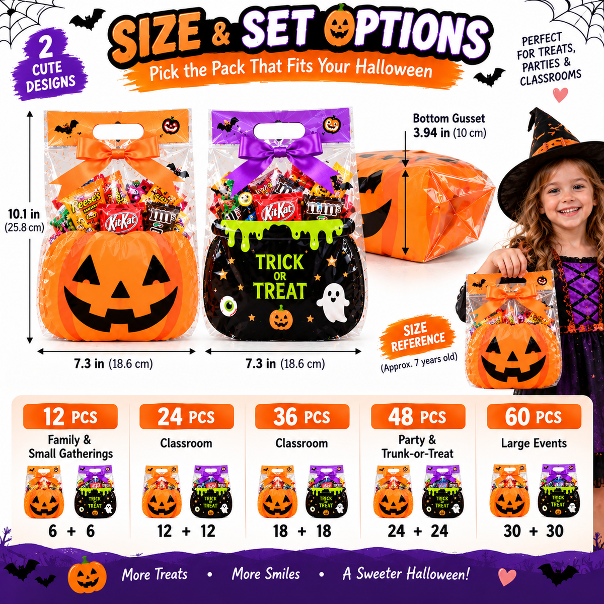 💥Special Sale🔥Halloween Treat Bags Set for Trick or Treat Candy Party Favor Storage🎃