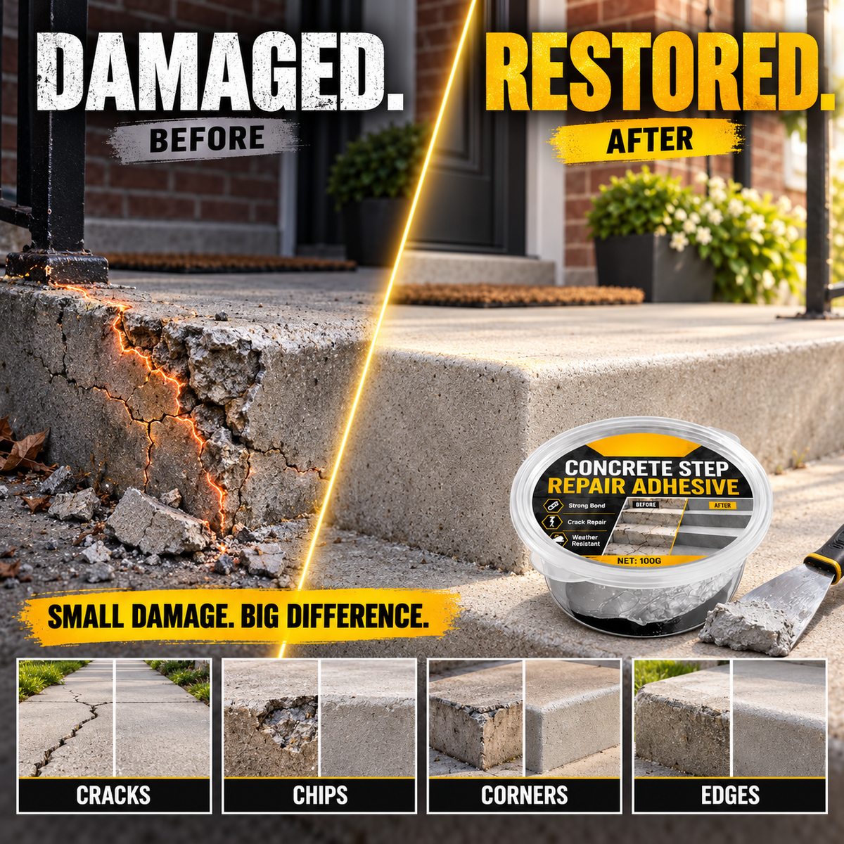 🧰 Special Sale🛠️ Concrete Step Repair Adhesive🏗️ Fix Cracks & Chips in Minutes