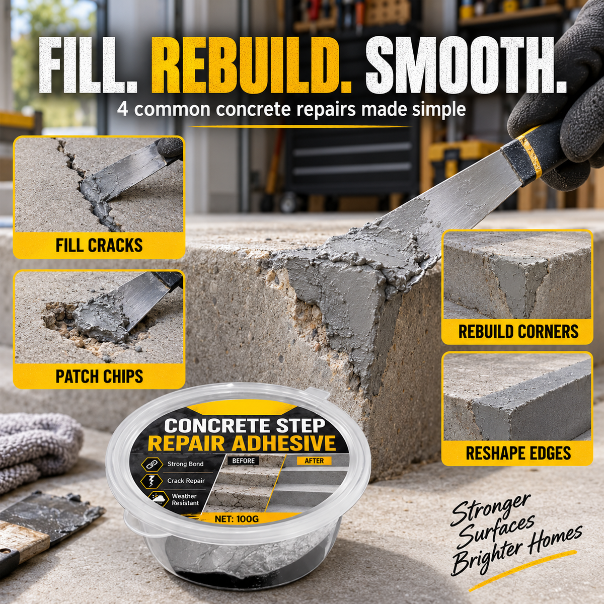 🧰 Special Sale🛠️ Concrete Step Repair Adhesive🏗️ Fix Cracks & Chips in Minutes