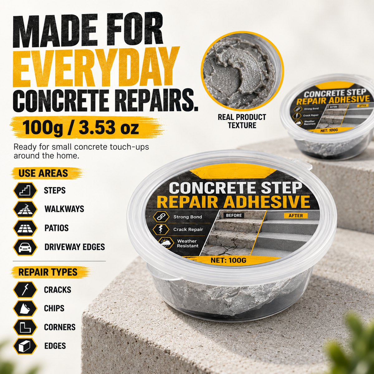 🧰 Special Sale🛠️ Concrete Step Repair Adhesive🏗️ Fix Cracks & Chips in Minutes