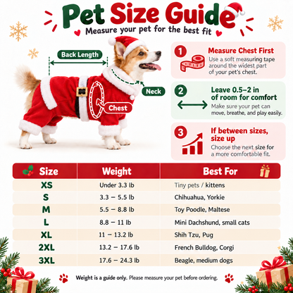 🎄 Christmas Must-Have 🐾 Holiday Pet Costume – Cozy Festive Outfit for Dogs & Cats