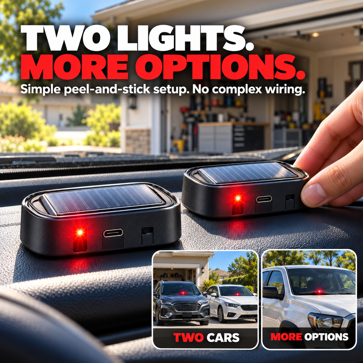 🚨 2PCS Solar Car Security Warning Lights — Auto Night Flash to Make Your Car Look Protected