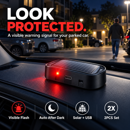 🚨 2PCS Solar Car Security Warning Lights — Auto Night Flash to Make Your Car Look Protected