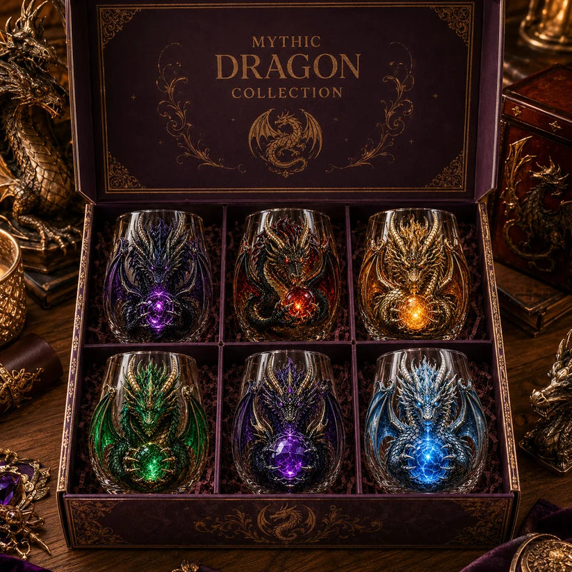 🔥Limited Time-50% OFF🐉 Mythic Dragon Glass Cup✨ Raised Fantasy Art for Whiskey & Décor
