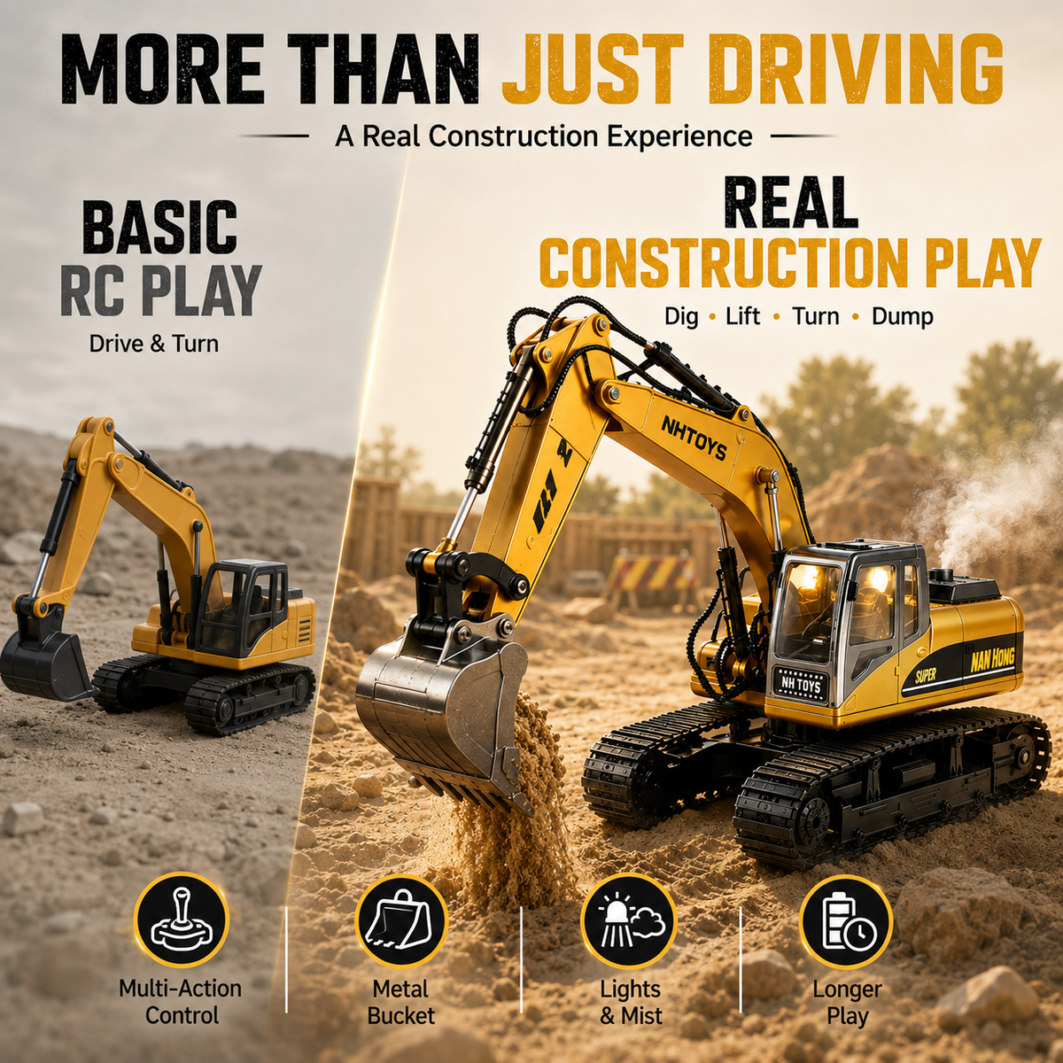 🔥 Limited Time 50% OFF🚜 1:14 RC Crawler Excavator – Alloy Bucket, Mist, Lights & Sound