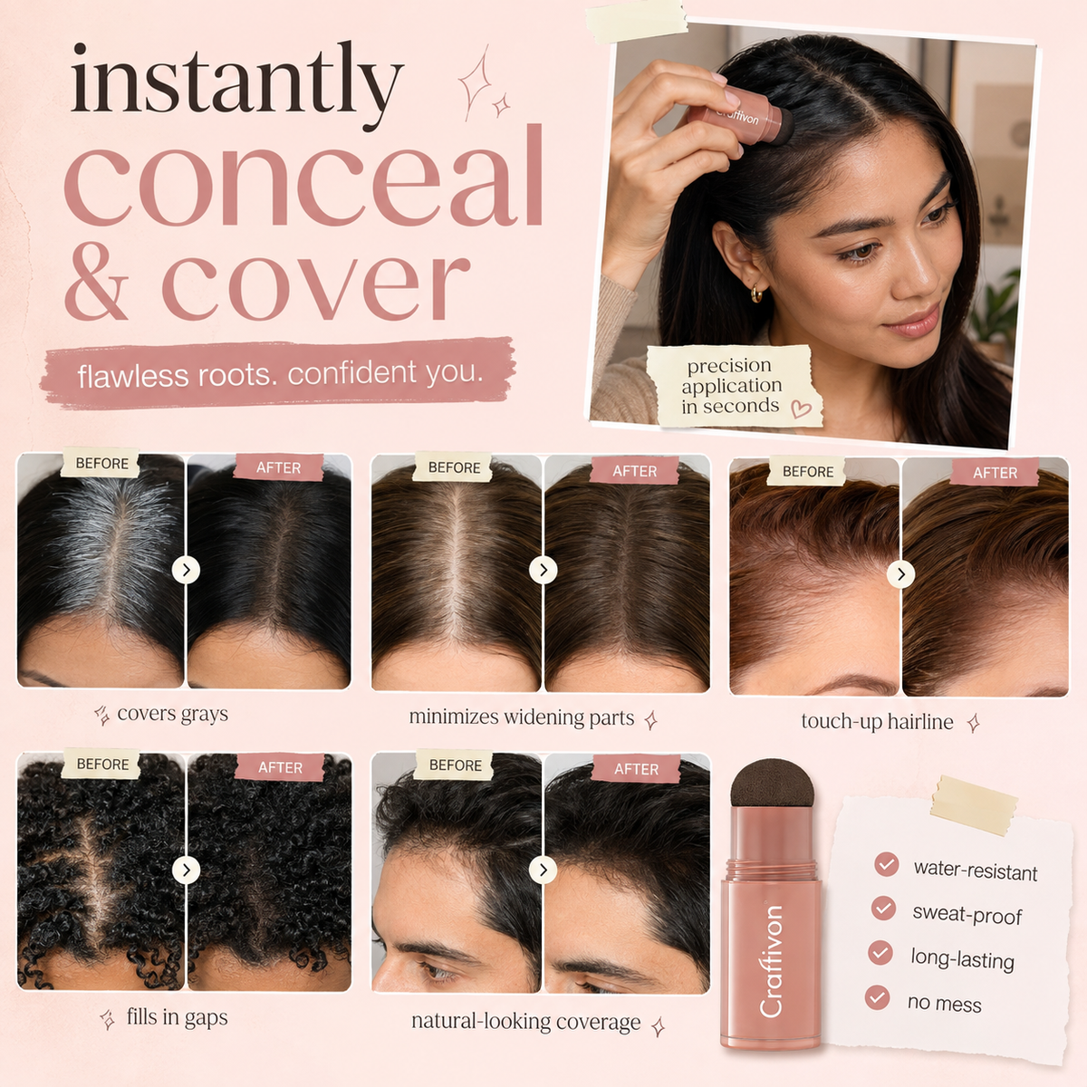 ✨ Instant Hairline Concealer – Fuller-Looking Roots in Seconds