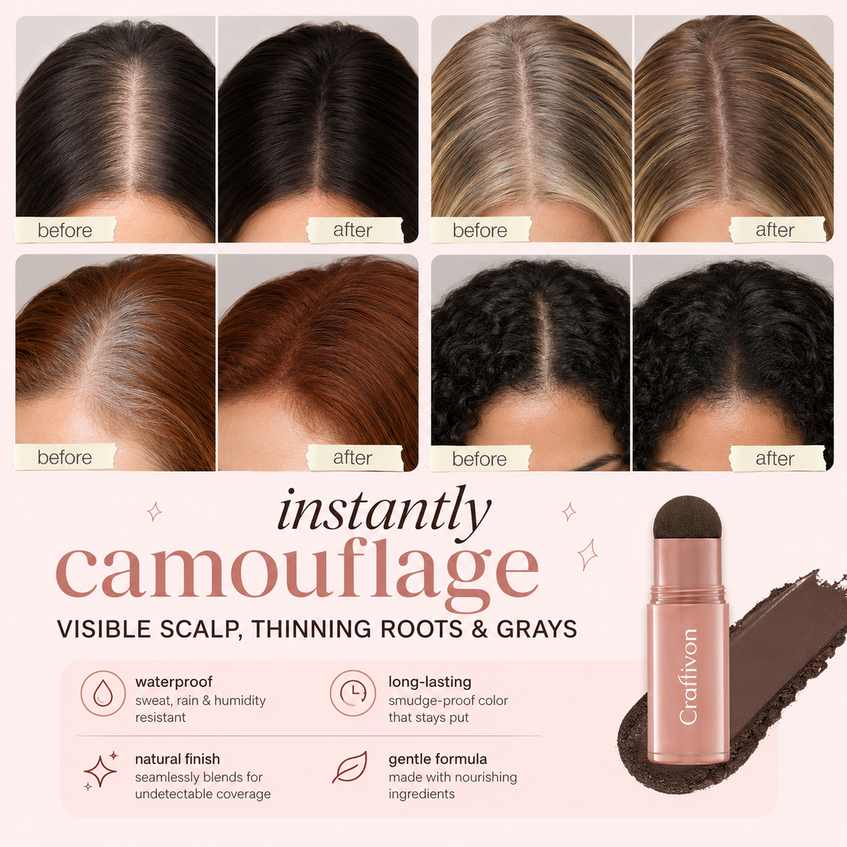 ✨ Instant Hairline Concealer – Fuller-Looking Roots in Seconds