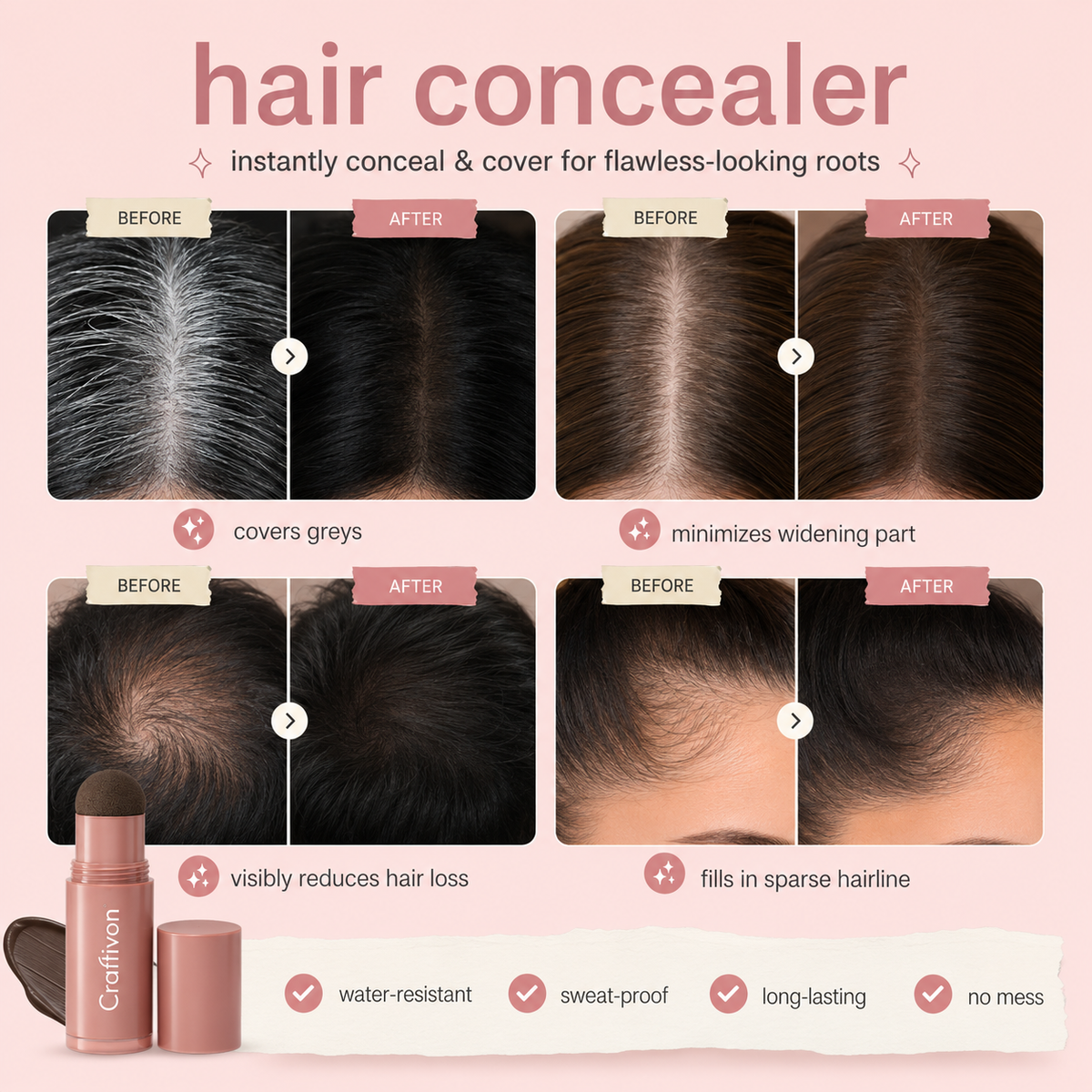 ✨ Instant Hairline Concealer – Fuller-Looking Roots in Seconds
