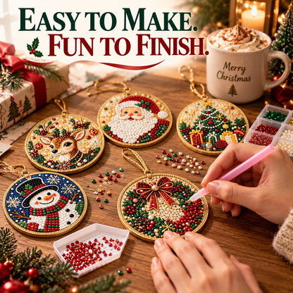 ⚡ 50% OFF🎄 6/12 Pcs Christmas DIY Diamond Painting Ornament Kit✨ Xmas Tree Hanging Pendant