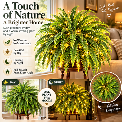 💥 50% OFF💛 Glowing Boston Ferns with Lights✨ Zero Watering & Maintenance