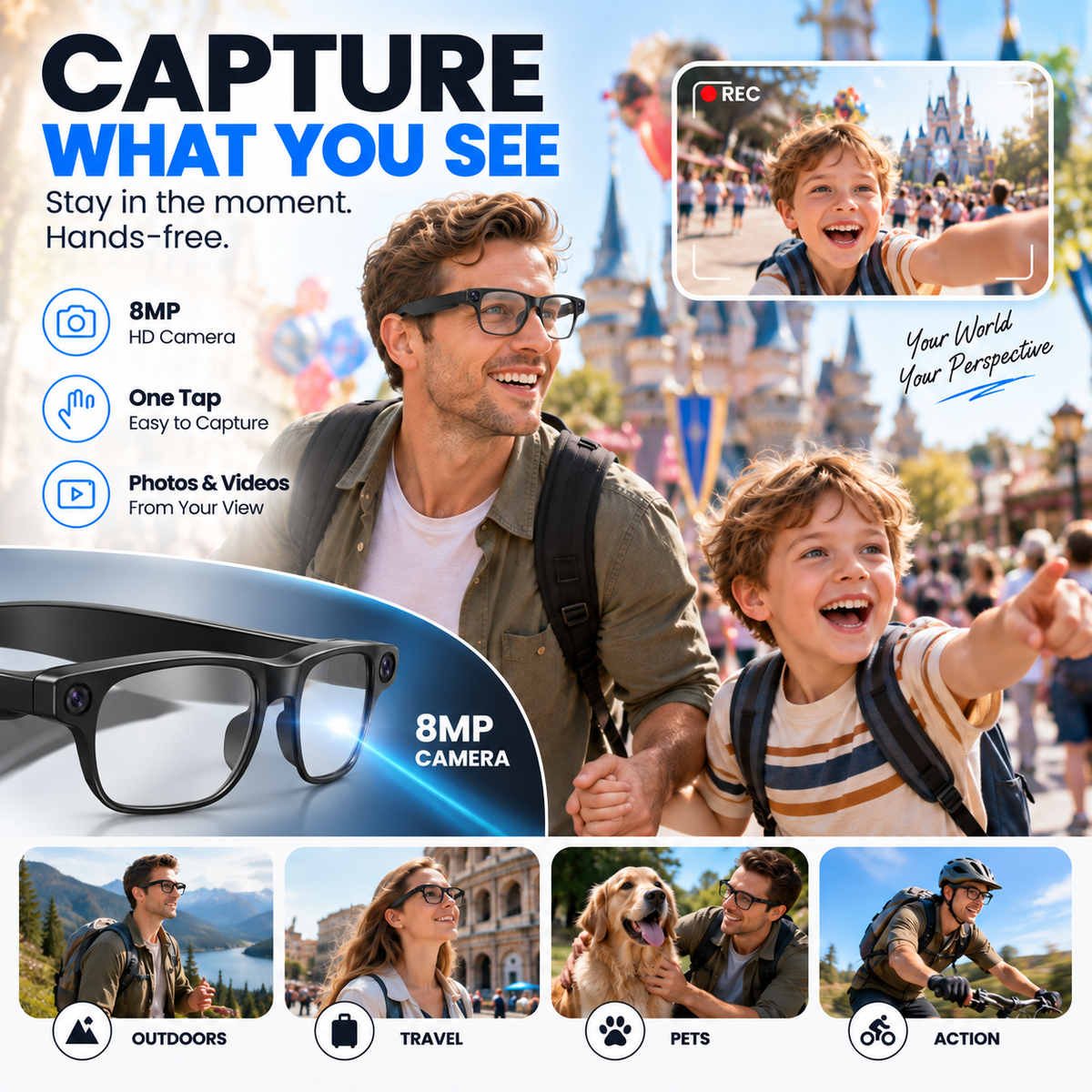 💥Limited Time-50% OFF🕶️ Smart Bluetooth Glasses✨ Photograph, Music & AI Translation（Smart adjustment of glasses prescription）
