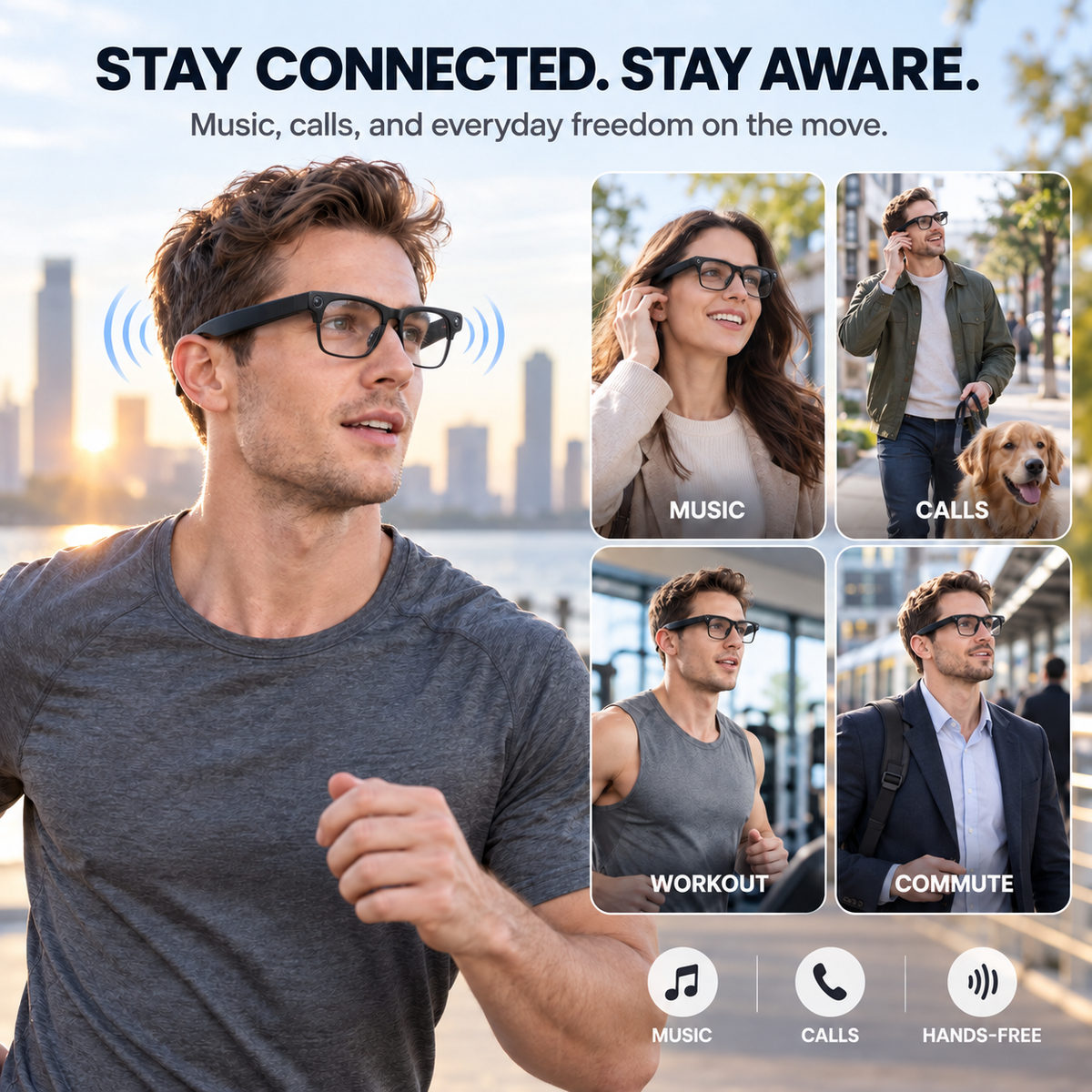 💥Limited Time-50% OFF🕶️ Smart Bluetooth Glasses✨ Photograph, Music & AI Translation（Smart adjustment of glasses prescription）
