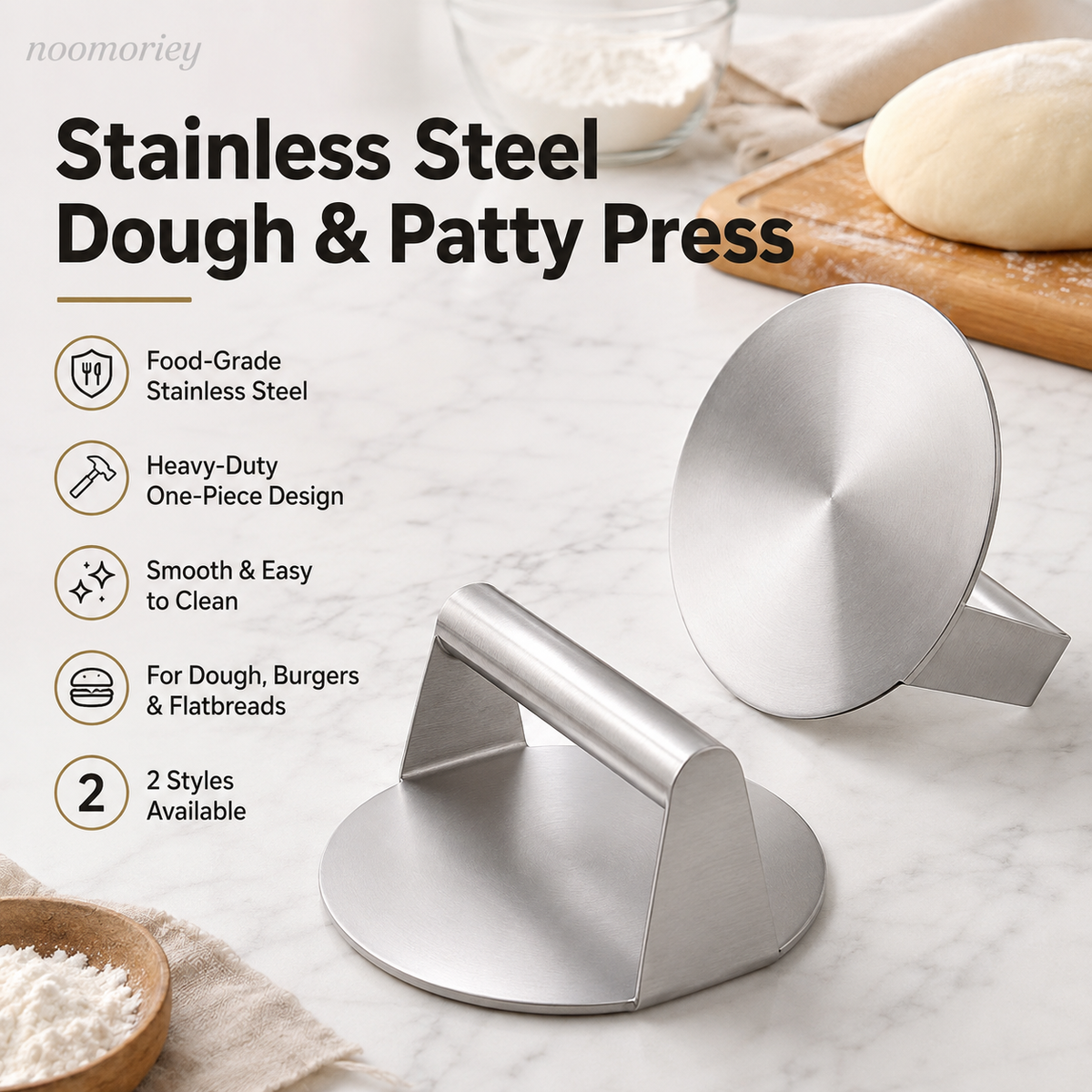 Stainless Steel Burger Press 4.72' Round Smash Burger Press