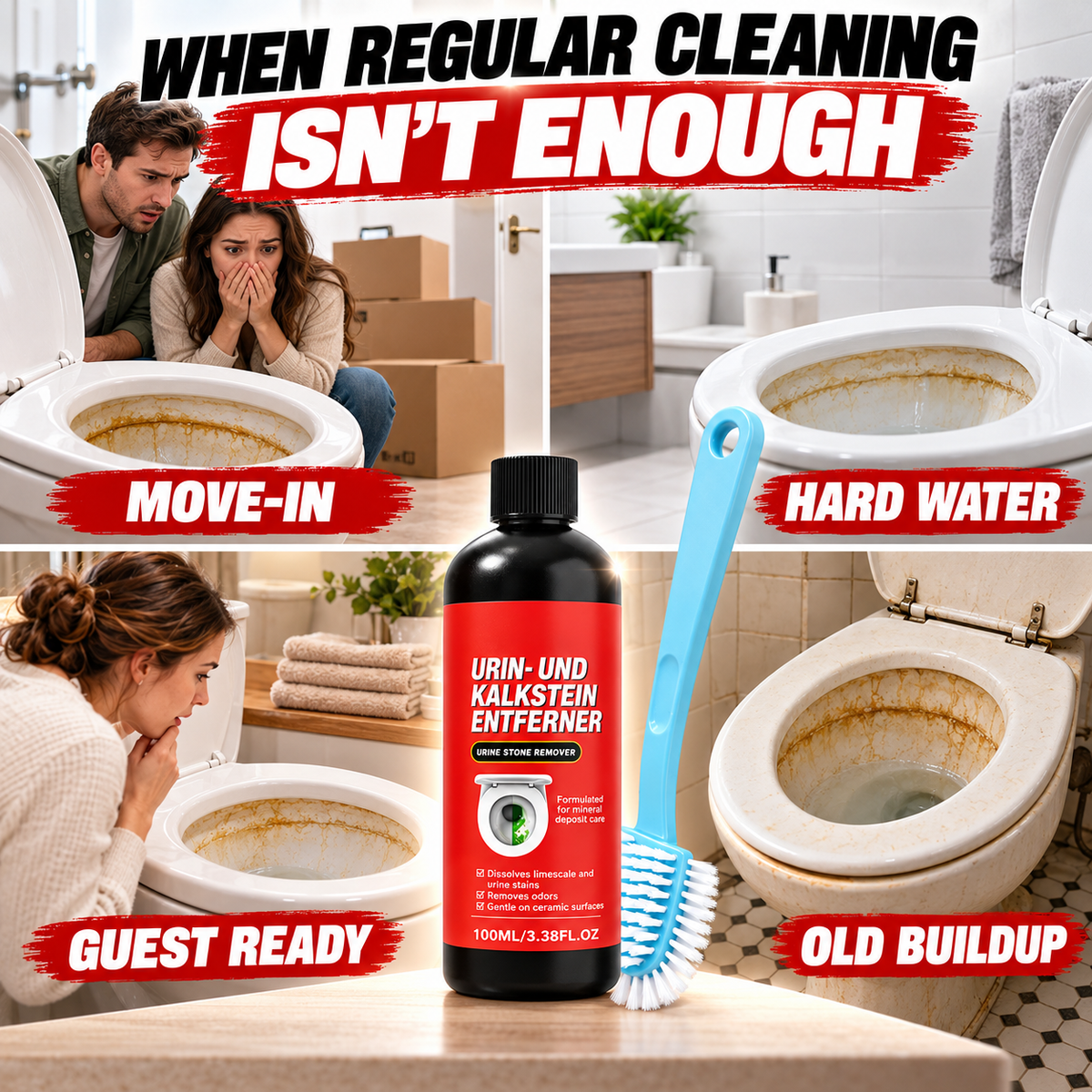 ⏰ Final 6 Hours 50% OFF 🚽 Heavy Duty Limescale & Urine Stain Remover | Stubborn Stain Rescue