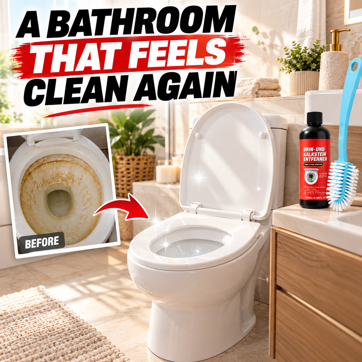 ⏰ Final 6 Hours 50% OFF 🚽 Heavy Duty Limescale & Urine Stain Remover | Stubborn Stain Rescue