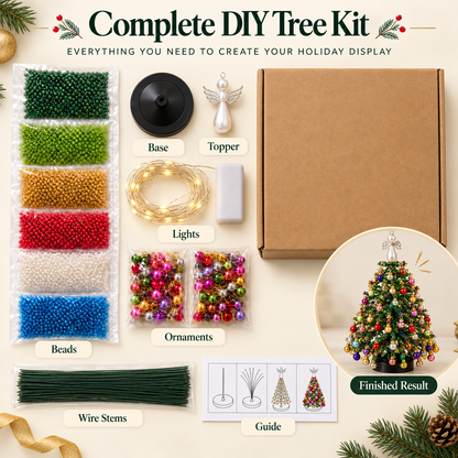🎄 Create Your Own Holiday Magic – DIY Beaded Christmas Tree Kit with Angel Topper