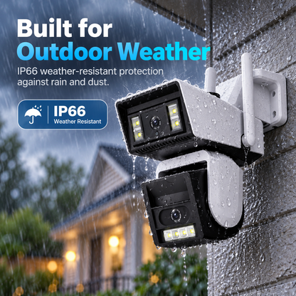 🔥 Dual-Lens 1080P HD Outdoor WiFi Security Camera – AI Motion Tracking, 350° PTZ, Color Night Vision, Two-Way Audio & IP66 Waterproof