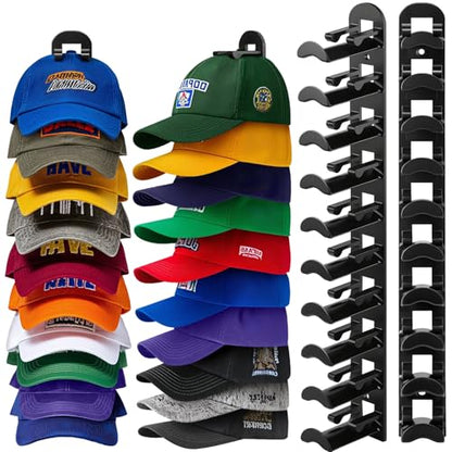 Jcocylse Hat Storage for Wall Mount – Baseball Cap Storage & Cap Holder, Space-Saving Hat Rack with Hooks for Hanging Caps