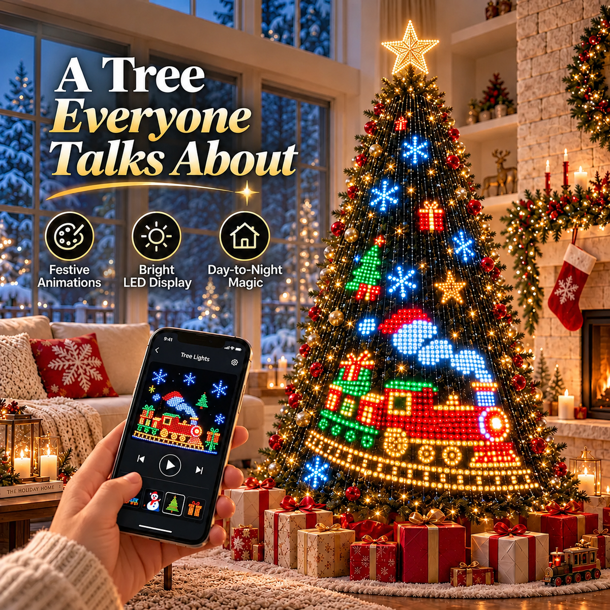 ⏰49% OFF🎄Upgrade Your Tree With Animated Christmas Magic!🎅✨Lighted Tree Pro - Smart DIY App-Controlled LED Christmas Tree Lights with Custom Holiday Patterns
