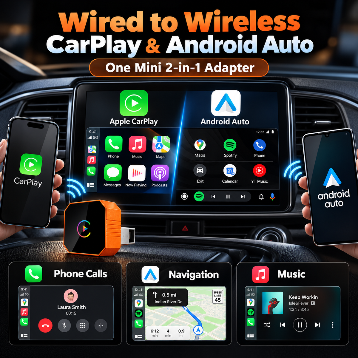 🔥 Limited Time Offer🚗2027 Wireless CarPlay Converter✨ Easy Plug & Play, No Cables Needed