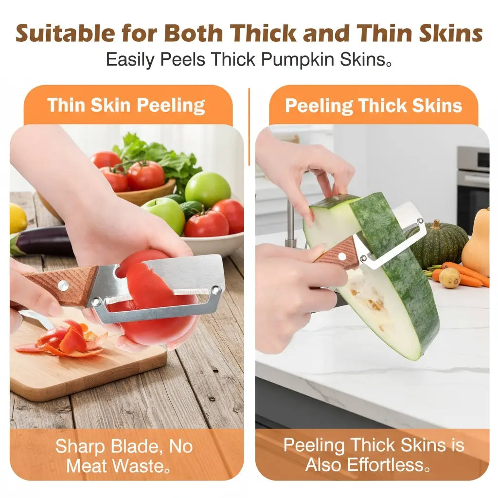Multi Functional Vegetable Peeler for Kitchen,Wooden Handle, Potato Fruit Peeler with Bottle Opener Function, Durable Kitchen Helper