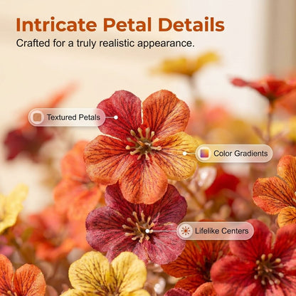 🍂🧡Artificial Autumn Violet Flower Bouquet – Weatherproof Faux Fall Floral Stems for Porch & Home