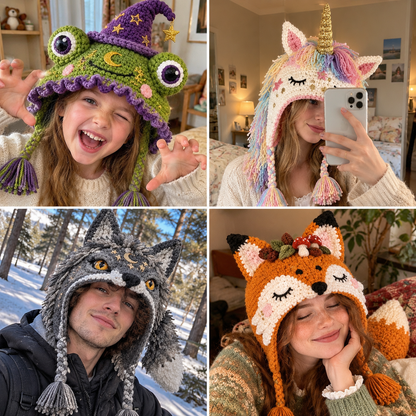 🔥Limited Time 50% OFF✨ Fantasy Animal Hood DIY Crochet Kit – Make Your Own Magical Hat