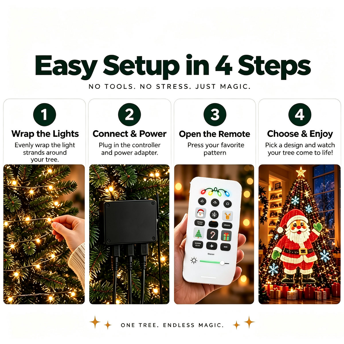 ⏰49% OFF🎄Upgrade Your Tree With Animated Christmas Magic!🎅✨Lighted Tree Pro - Smart DIY App-Controlled LED Christmas Tree Lights with Custom Holiday Patterns