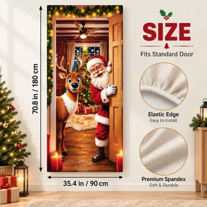 ✨⏳Only $11.99 Last Day Promotion🎄Christmas Santa Door Cover - Front Door Banner Decoration for Winter Holiday Supply✨