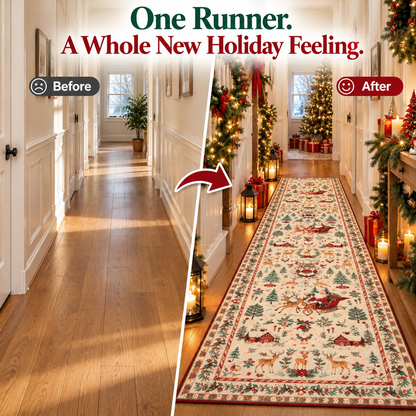 🎄 Bring Christmas Magic Home | Vintage Christmas Runner Rug – Festive Hallway & Entryway Decor