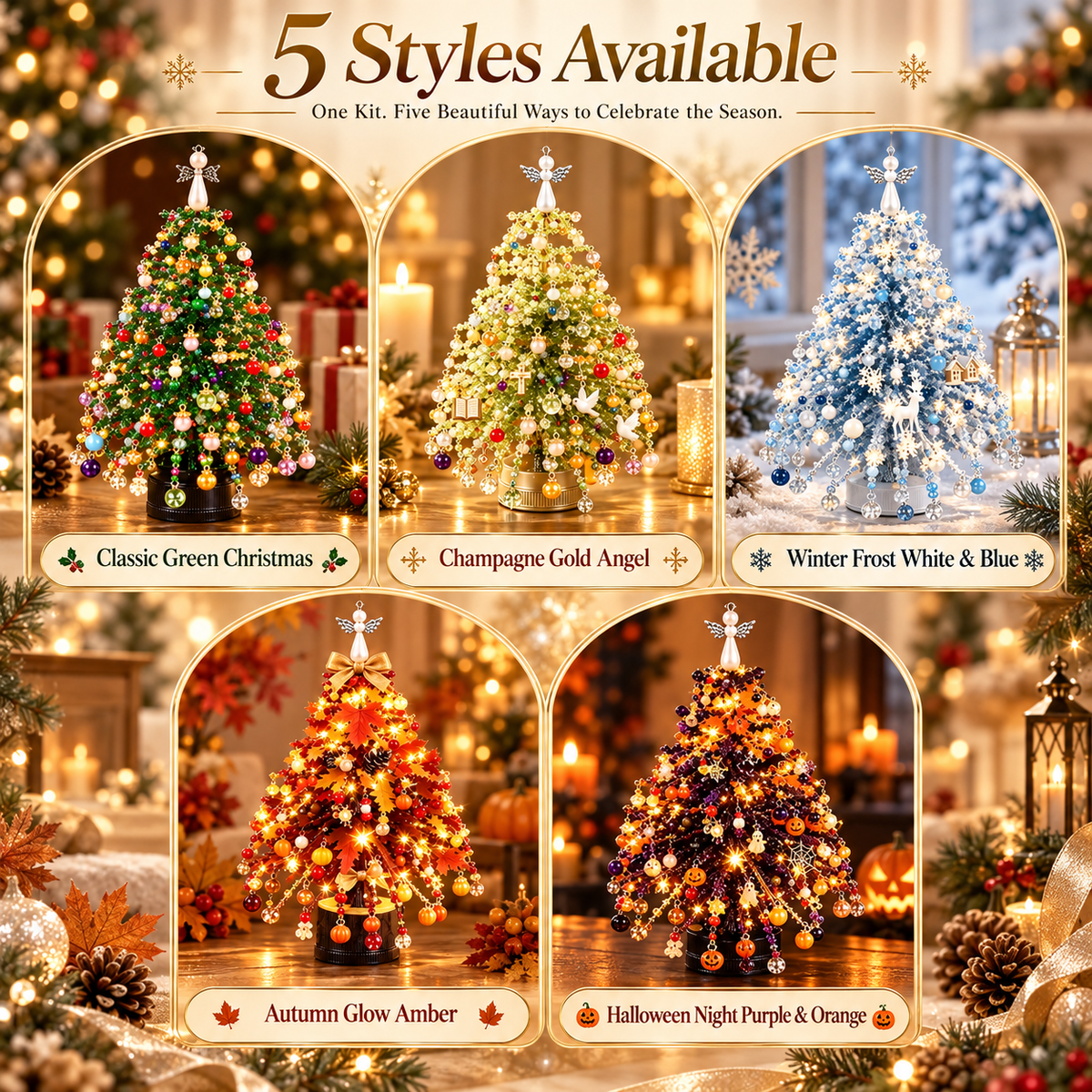 🎄 Create Your Own Holiday Magic – DIY Beaded Christmas Tree Kit with Angel Topper