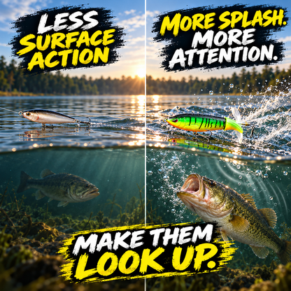 🔥50% OFF 🐟 5-Pack Rotating-Tail Topwater Lures – Long-Cast Action for Bass & Pike