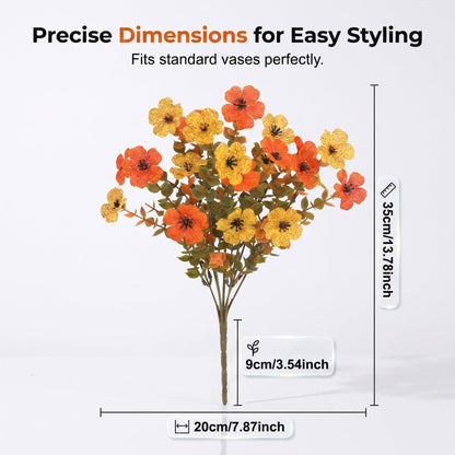🍂🧡Artificial Autumn Violet Flower Bouquet – Weatherproof Faux Fall Floral Stems for Porch & Home