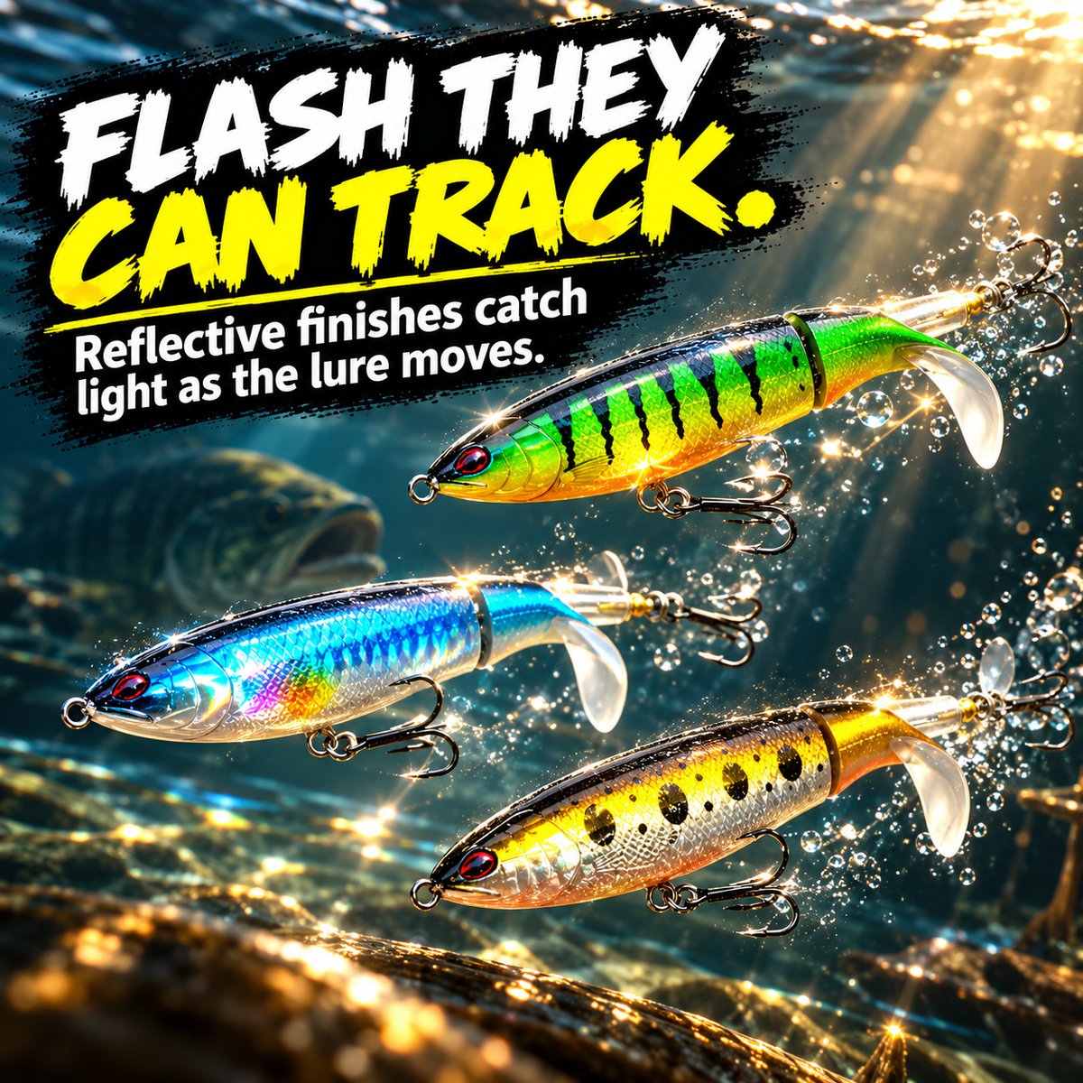 🔥50% OFF 🐟 5-Pack Rotating-Tail Topwater Lures – Long-Cast Action for Bass & Pike