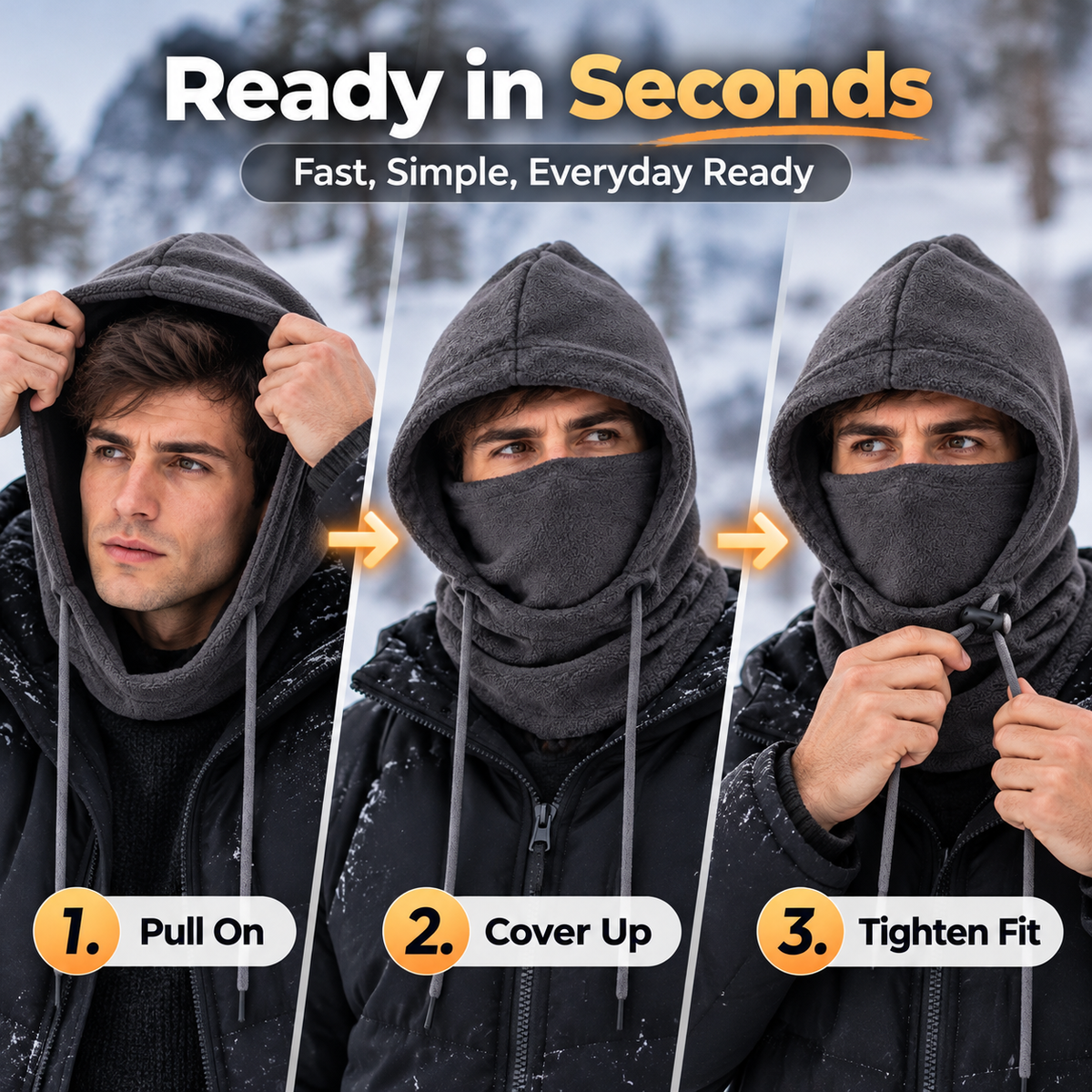 🔥2026 HOT SALE | 50K+ SOLD | 50% OFF🔥3-in-1 Winter Balaclava – Windproof Fleece, Head/Neck/Face/Ear Cover, Adjustable for Ski/Cycle🧣❄️