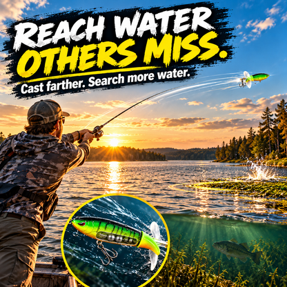 🔥50% OFF 🐟 5-Pack Rotating-Tail Topwater Lures – Long-Cast Action for Bass & Pike