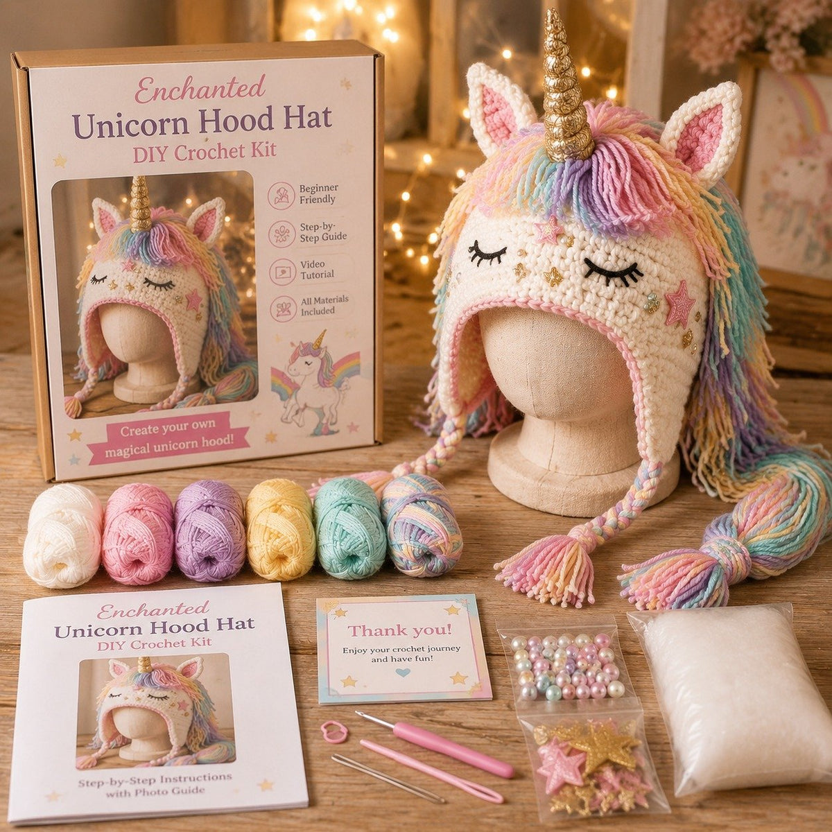 🔥Limited Time 50% OFF✨ Fantasy Animal Hood DIY Crochet Kit – Make Your Own Magical Hat