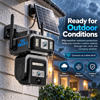 🔥Limited Time 50% OFF🔥  2K Solar WiFi Security Camera – Dual-Lens PTZ, AI Auto Tracking
