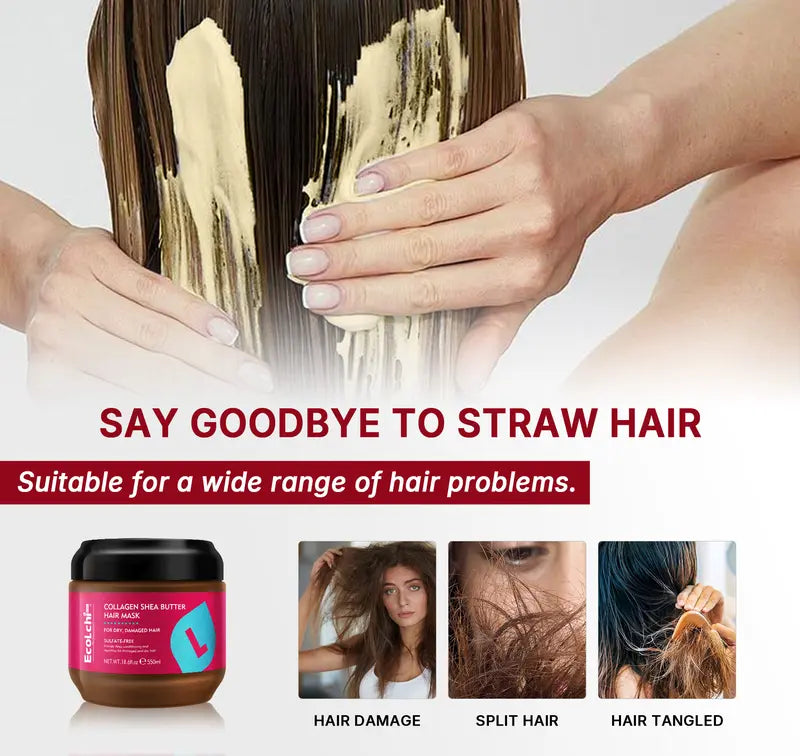 ECOLCHIPRO Collagen Shea Butter Hair Mask Deep Repair for Dry and Damaged Hair