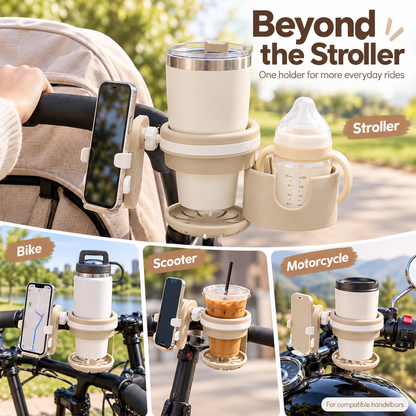 🍼 3-in-1 Stroller Cup Holder with Phone & Baby Bottle Holder – Everyday Convenience for Parents on the Go