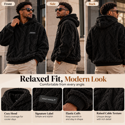 🔥Limited Time 50% OFF🔥Men's Fleece-Lined Jacquard Hooded Pullover — Warm Winter Casual Hoodie 🧥