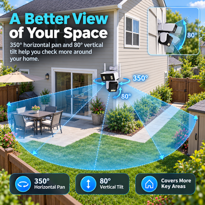 🔥 Dual-Lens 1080P HD Outdoor WiFi Security Camera – AI Motion Tracking, 350° PTZ, Color Night Vision, Two-Way Audio & IP66 Waterproof