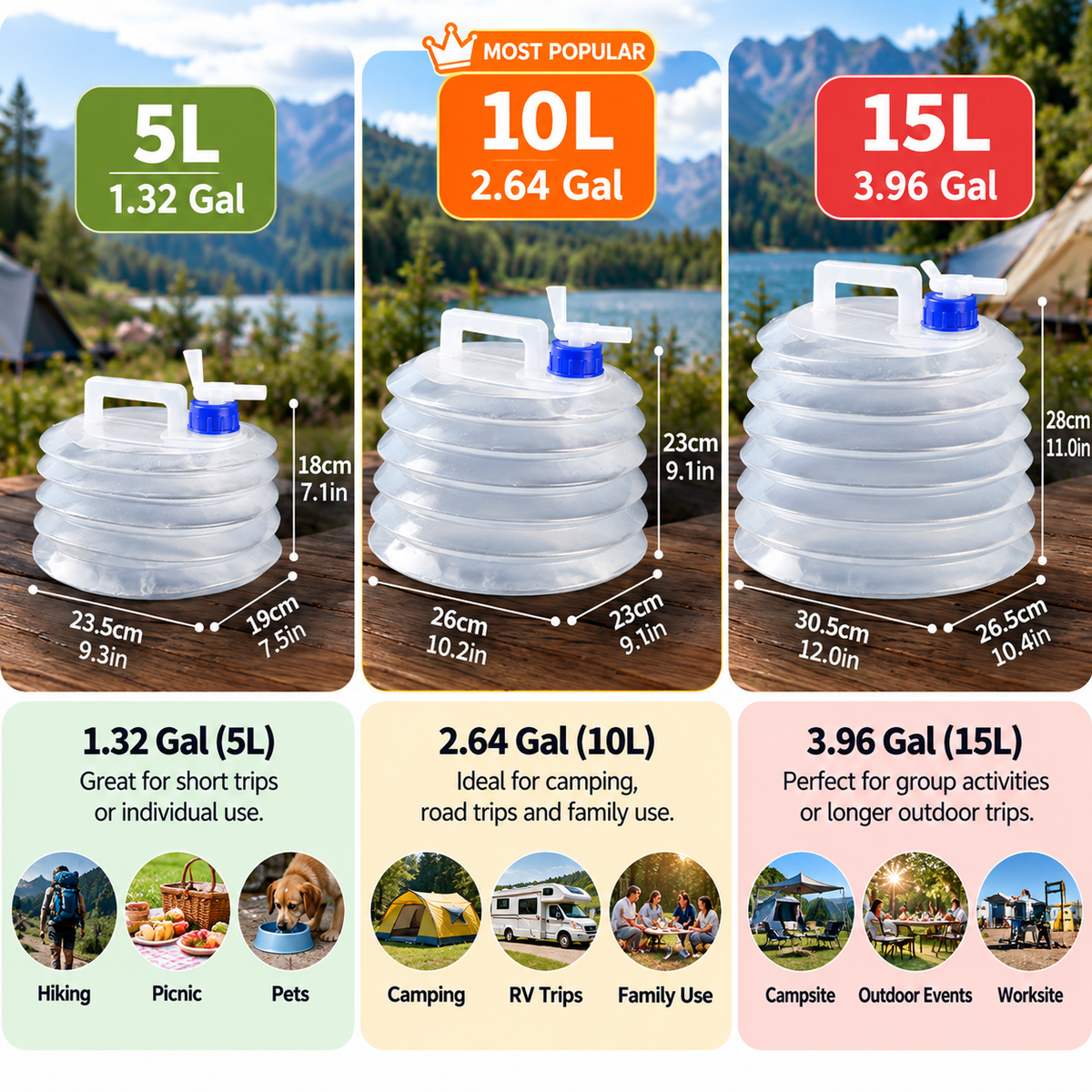💥Limited Time 50% OFF🏆Foldable Camping Water Container – 5L/10L/15L Portable Water Bucket
