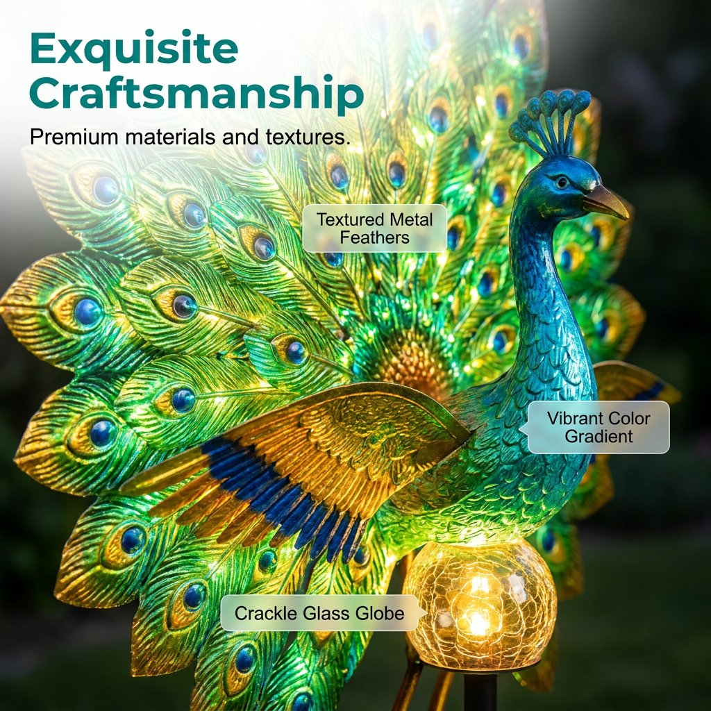 🔥 Last Day 49% OFF 🦚Solar Peacock Garden Sculpture Light🌟Transform Your Outdoor Space🏡