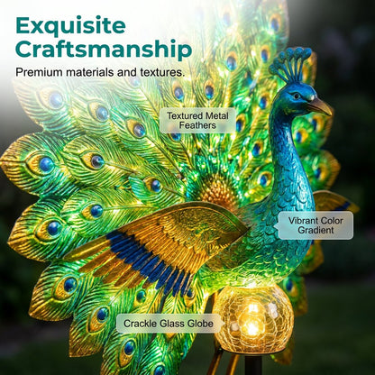 🔥 Last Day 49% OFF 🦚Solar Peacock Garden Sculpture Light🌟Transform Your Outdoor Space🏡