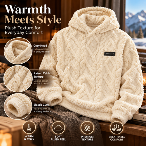 🔥Limited Time 50% OFF🔥Men's Fleece-Lined Jacquard Hooded Pullover — Warm Winter Casual Hoodie 🧥