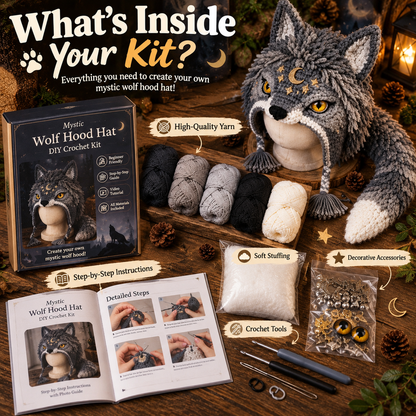 🔥Limited Time 50% OFF✨ Fantasy Animal Hood DIY Crochet Kit – Make Your Own Magical Hat